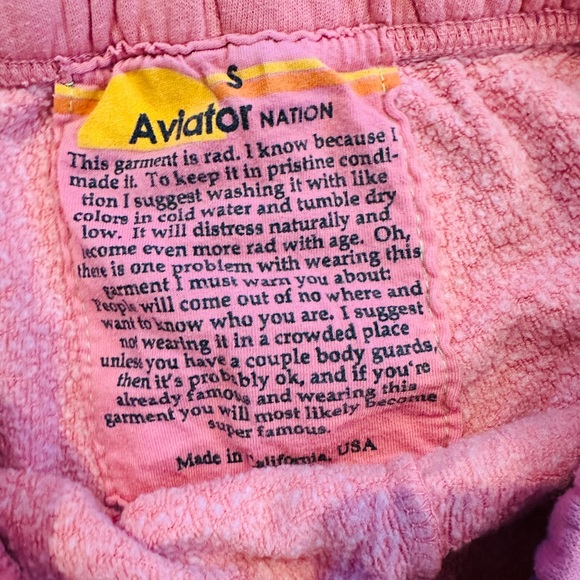 🌈 SOLD OUT Aviator Nation Petal Pink Sweats Size Small 🌈 Retired Color! 🎨 - Picture 6 of 6